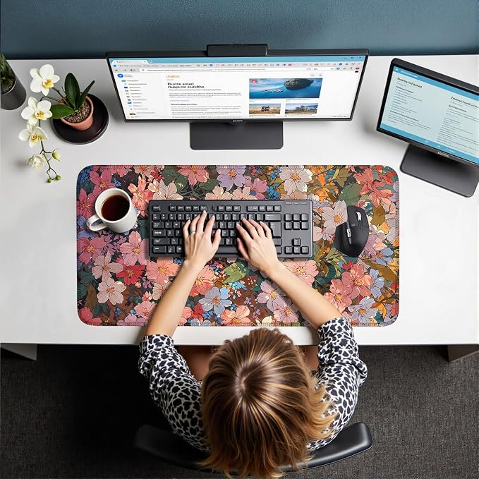 Floral Desk Mat for Women, Pastel Aesthetic Large Mouse Pad, XXL Desk Pad - Image 6