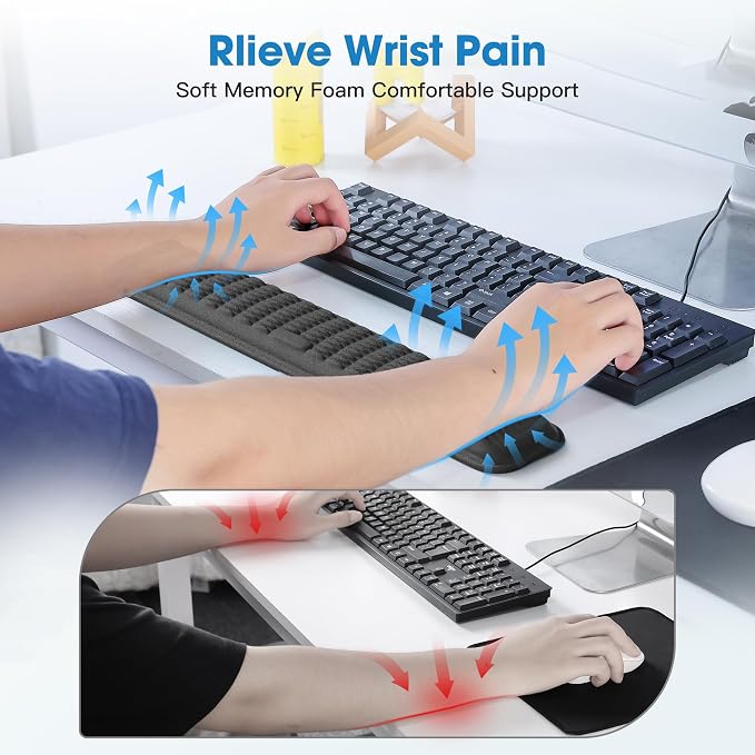 MEKASS Keyboard Wrist Rest, Soft Memory Foam Wrist Support, Keyboard Hand Rest - Image 2
