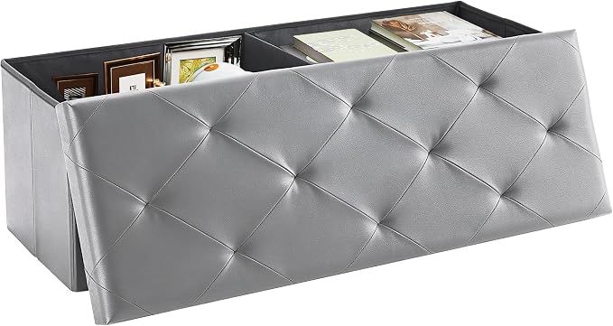 DUMOS 43 Inch Folding Storage Ottoman Bench, Large Storage Chest withThicker by DumosLifestyle