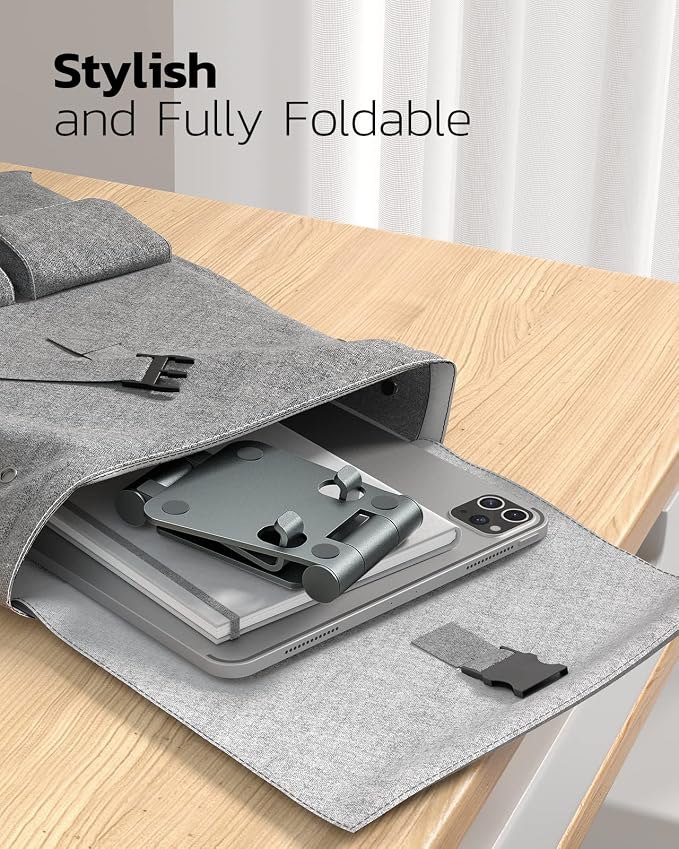 Nulaxy Dual Folding Cell Phone Stand, Fully Adjustable Foldable Desktop Phone - Image 5