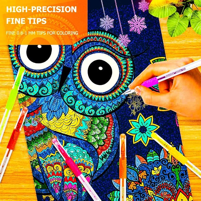 Soucolor Glitter Gel Pens for Adult Coloring Books, School Art Class Supplies - Image 5
