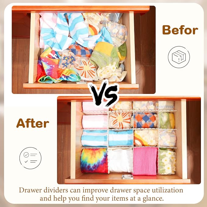 Vesici 80 Pcs Drawer Dividers Adjustable Plastic Organizer DIY Separators - Image 4