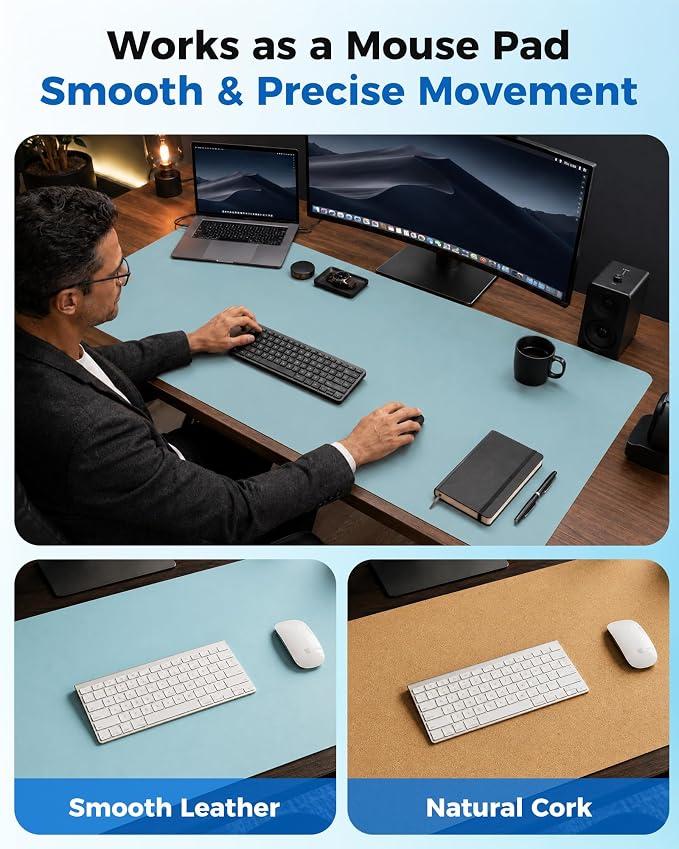 Aothia Double-Sided Desk Pad – 35.4" x 15.7" Leather Desk Mat - Image 3