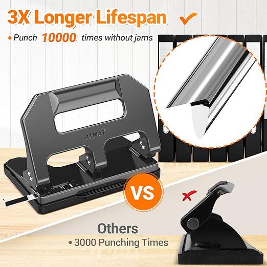 AFMAT Heavy Duty 3 Hole Punch, 3 Hole Puncher - Image 4