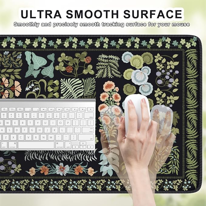 iCasso Floral Desk Pad Mat, Large Mouse Pad, Desk Matt - Image 3