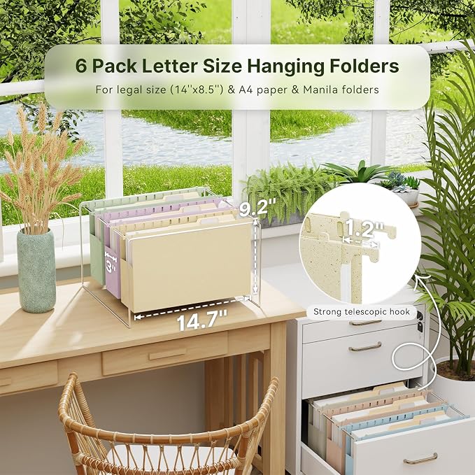 XINGIA Legal Size Hanging File Folders, 6 Pack Plastic Hanging Folders - Image 2