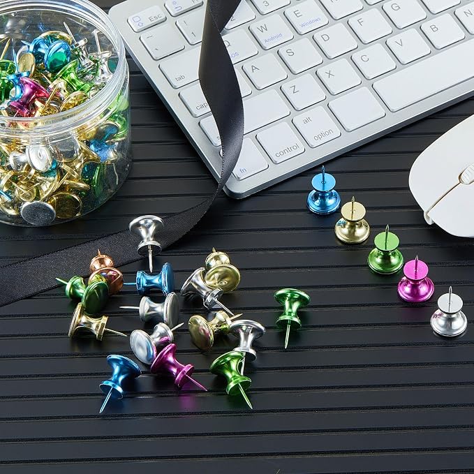 Outus 100 Pcs Giant Push Pins Large Thumb Tacks Metal Heads 1 Inch Jumbo Push - Image 6