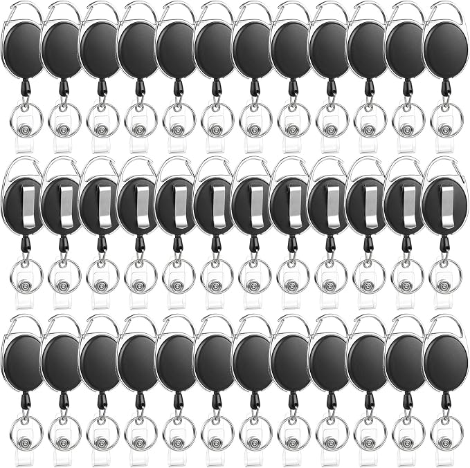 50 Pack Badge Reels Retractable ID Badge Holder by BESARME