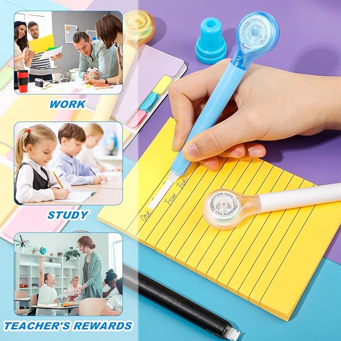Gersoniel 10 Pack Correction Tape Pen Correctional Ink Tape Push Pull Protective - Image 3