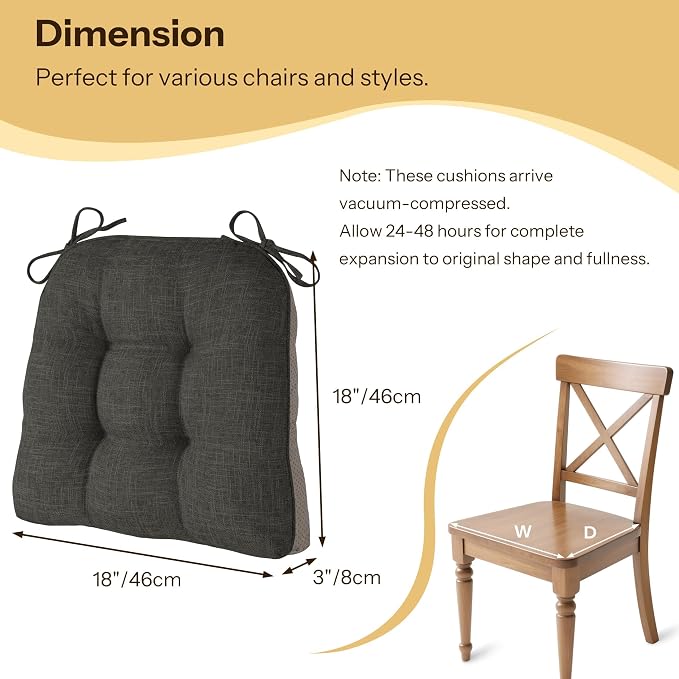 Non Slip Chair Cushions for Dining Chairs Set of 4 Kitchen Chair Cushions - Image 2