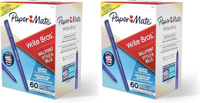 Paper Mate Ballpoint Pens, Write Bros. Blue Ink Pens, Medium Point by Unknown