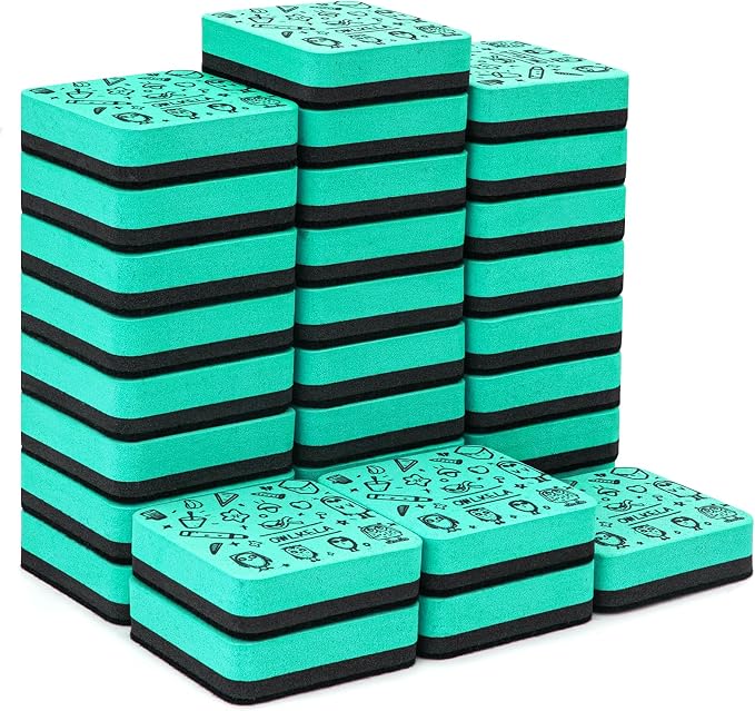 OWLKELA 30 Pack Magnetic Cyan Whiteboard Eraser, EVA Material by OWLKELA