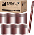 Black Pens Bulk, 60 Pack Retractable Ballpoint Pens “COFFEE” | Black Ink 1.0mm by Sikao