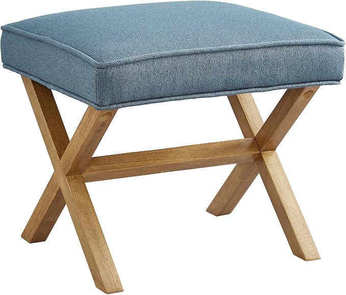 Amazon Basics Small Ottoman Foot Rest, Mid-Century Modern X Square Upholstered by AmazonBasics