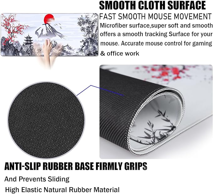 Gaming Mouse Pad Ink Pattern, 31.5x15.7 Inch Waterproof Computer Big Mousepad - Image 3