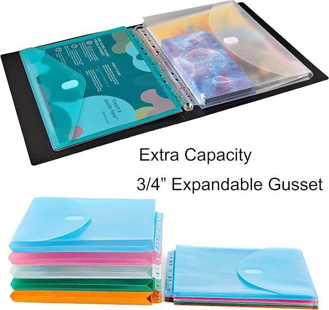 FANWU 10 Pack Expandable Poly Binder Pocket, 3/4-inch Gusset, Letter Size - Image 2