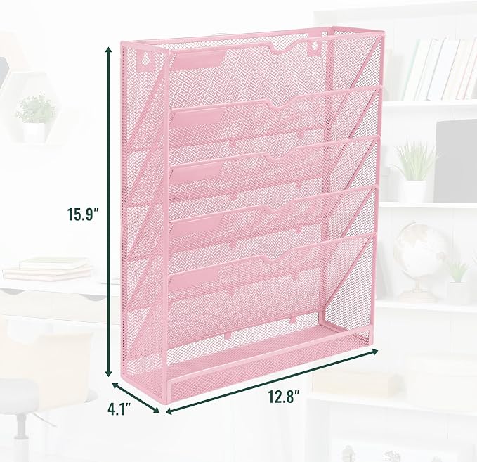 EASEPRES 6 Tier Mesh Hanging Wall File Organizer, Desk Vertical Mail Paper - Image 2