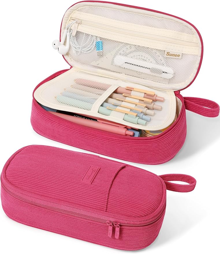 SUNEE Cute Pencil Case, Large Pencil Pouch, Soft Corduroy Fabric Big Pencil Bag by SUNEE