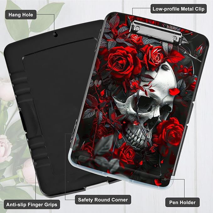 Red Rose Skull A4 Clipboard - Image 5