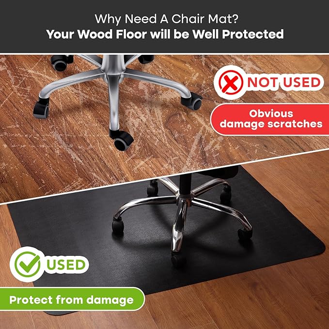 Office Chair Mat for Hardwood Floor: 63" x 51" Extra Large Black Office Chair - Image 4