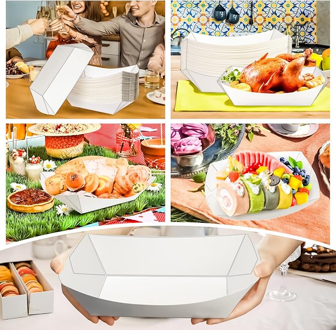 30 Pack Extra Large 5LB Paper Food Boats Trays Disposable Paper Boat, Heavy - Image 6