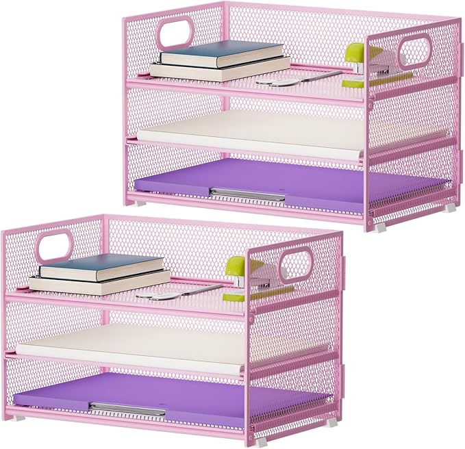 Marbrasse 3 Tier Paper Organizer Letter Tray, Mesh File Organizer by Marbrasse