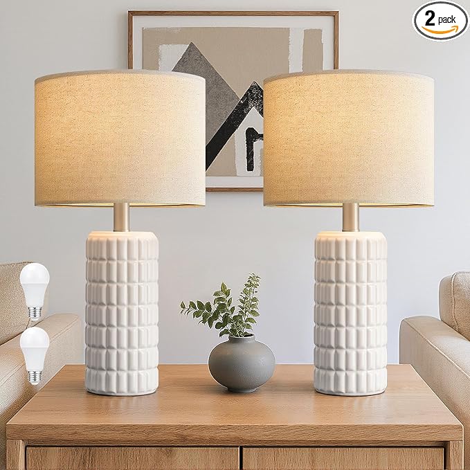 Seealle 23" Modern Ceramic Table Lamps Set of 2 by SeealleLighting