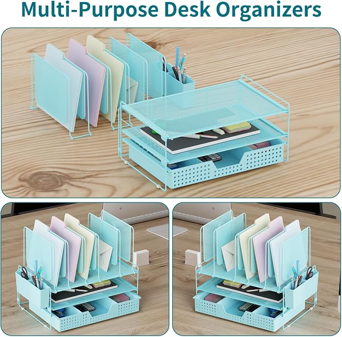 LEKETREE Teal Desk Organizer, Office Organization - Image 6