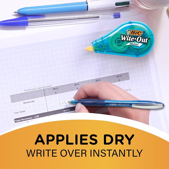 BIC Wite-Out Mini Correction Tape, No Dry Time, Long Lasting - Image 6