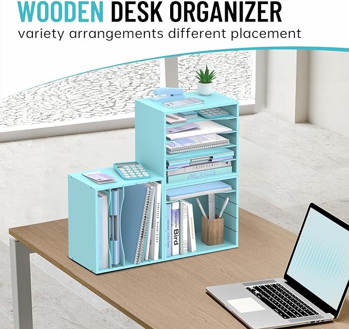 5-Tier Wood Desk Organizer, Paper Tray Organizer - Image 2
