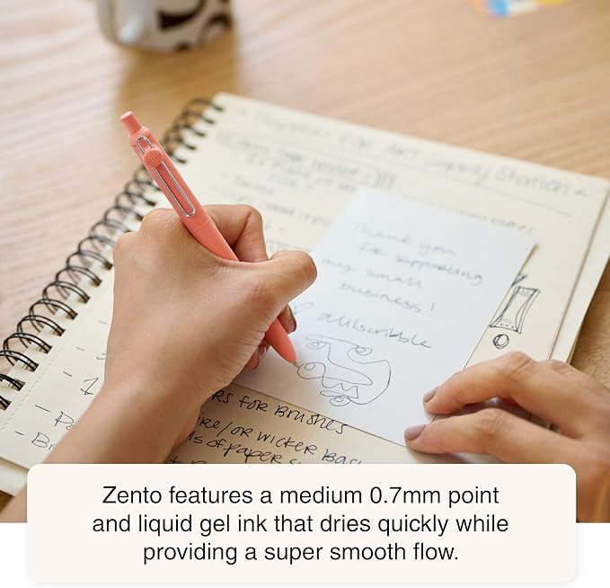 uniball Zento Liquid Gel Ink Retractable Pens, Medium Point, Boho Barrels - Image 7