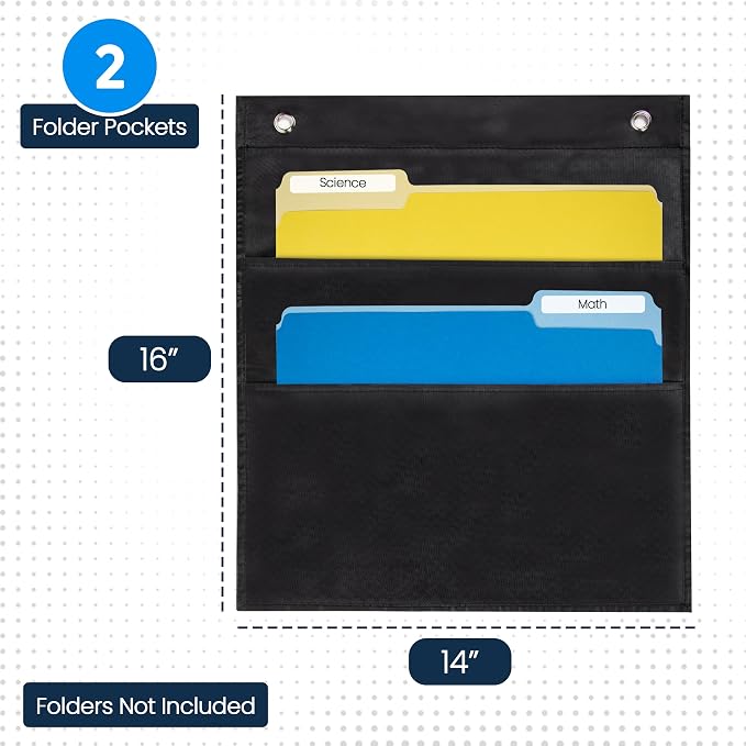 Essex Wares - 2 Pocket File Pocket Chart, and More - Wall Folder Organizer - - Image 2