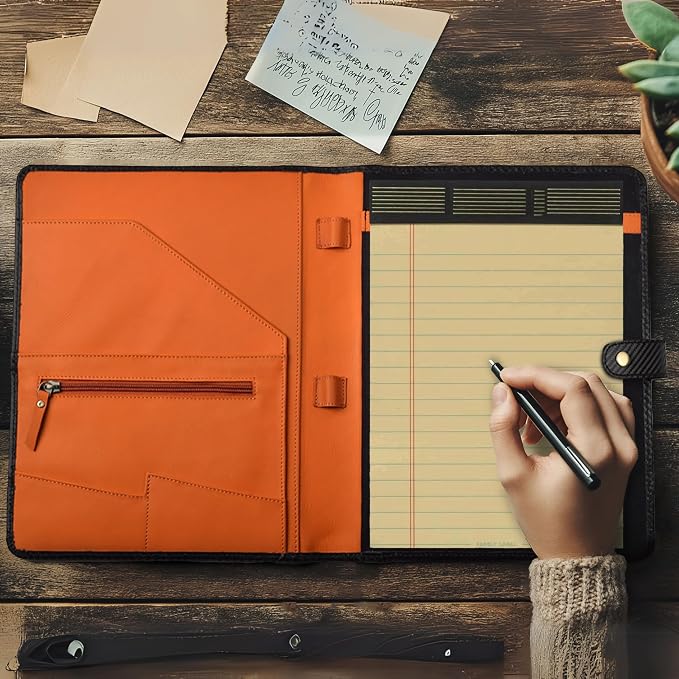 LEATHER VILLAGE Portfolio Professional Organizer– Carbon Fiber Genuine Leather - Image 7