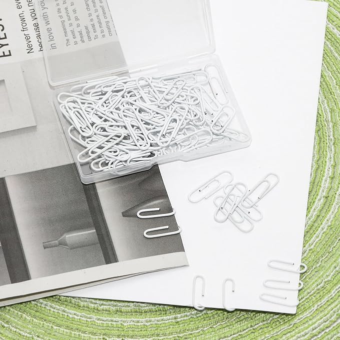 100 Pcs White Paper Clips, 1.1 Inch Colorful Paperclips | Vinyl Coated - Image 5