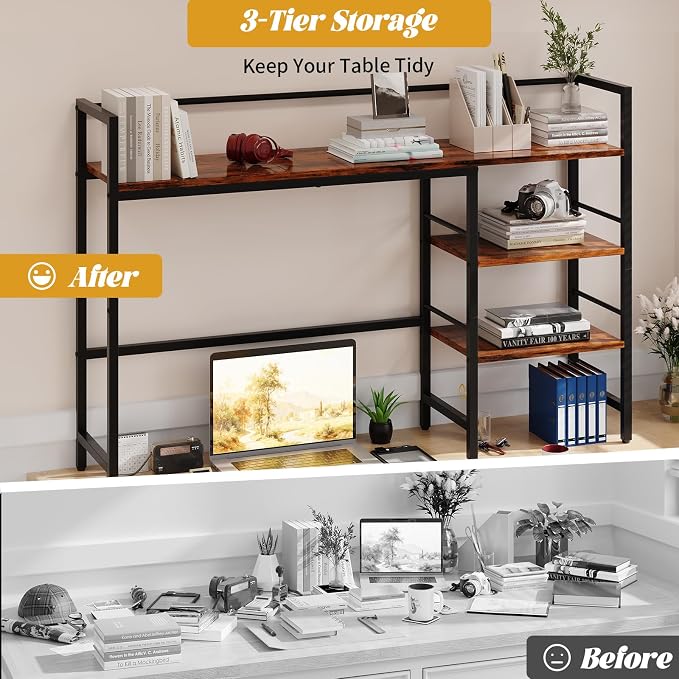 HavenlyYouth Desk Shelf, 45.4 Inch Wood Desk Organizer Shelf - Image 6