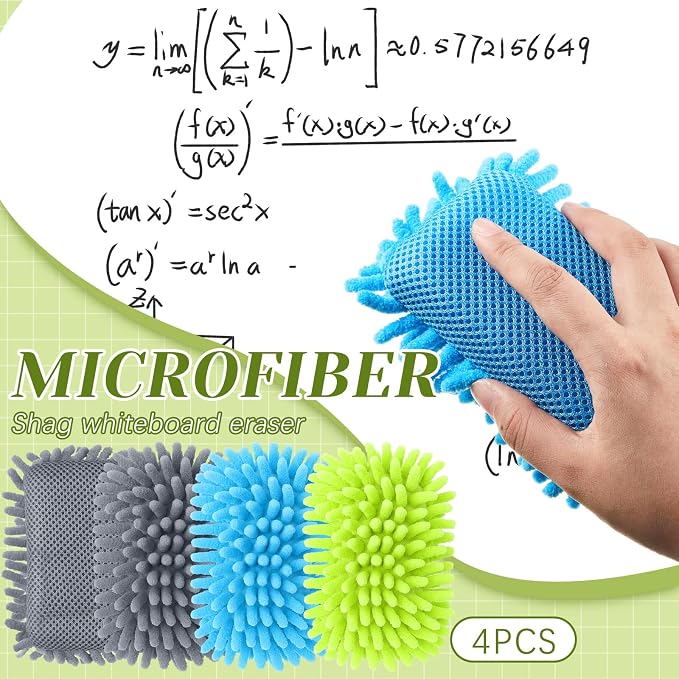 Zonon 4 Pieces Dry Erase Eraser Microfiber Shag Washable Whiteboard Eraser - Image 2