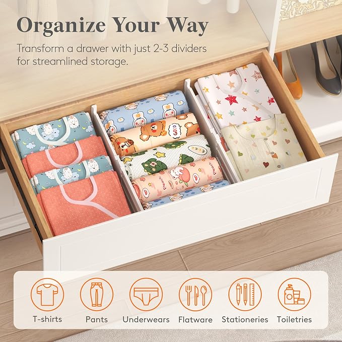 Lifewit 5" High 9 Pack Drawer Dividers, 11.5"-18.5" Adjustable Deep Drawer - Image 10