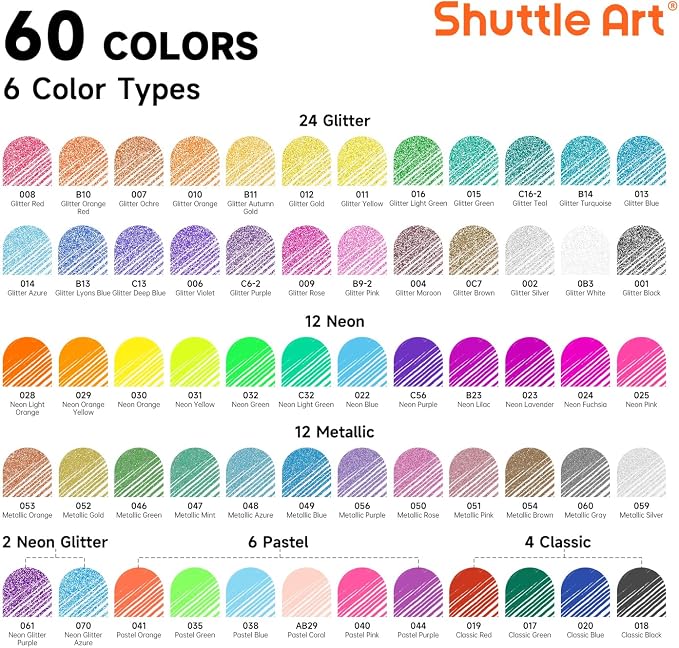 Shuttle Art Gel Pens, 120 Pack Gel Pen Set 60 Colored Gel Pen - Image 3