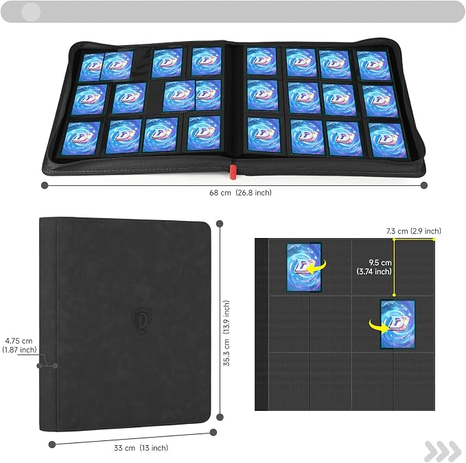 Trading Card Binder with Zip, 12 Pockets Card Binder, 720 Double Sided Pocket - Image 4