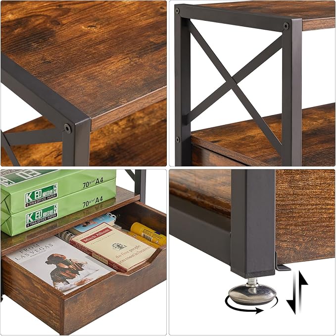 IBUYKE 2 Tier Desktop Printer Stand, Wooden Printer Stand - Image 7