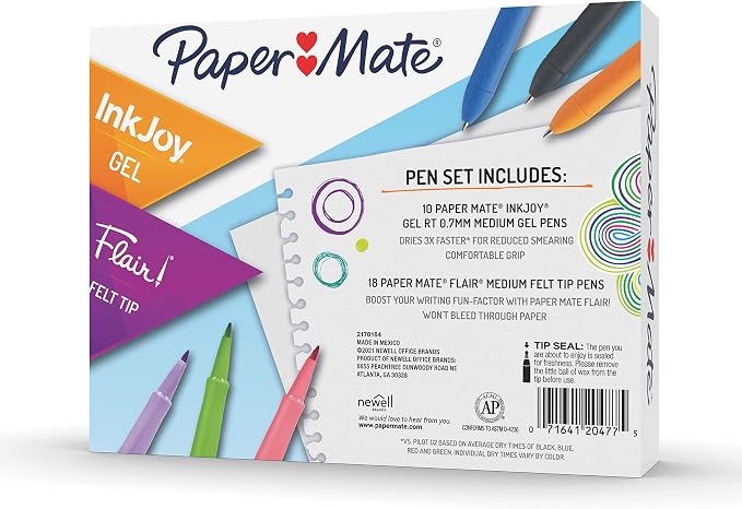 Paper Mate Pens Variety Pack, InkJoy Retractable Gel Pens, Flair Felt Tip - Image 6