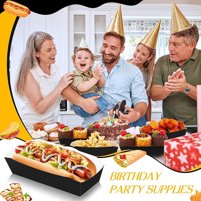 Yeaqee 100 Pcs 7" Paper Hot Dog Trays Disposable Paper Food Nacho Boats Hot Dog - Image 5