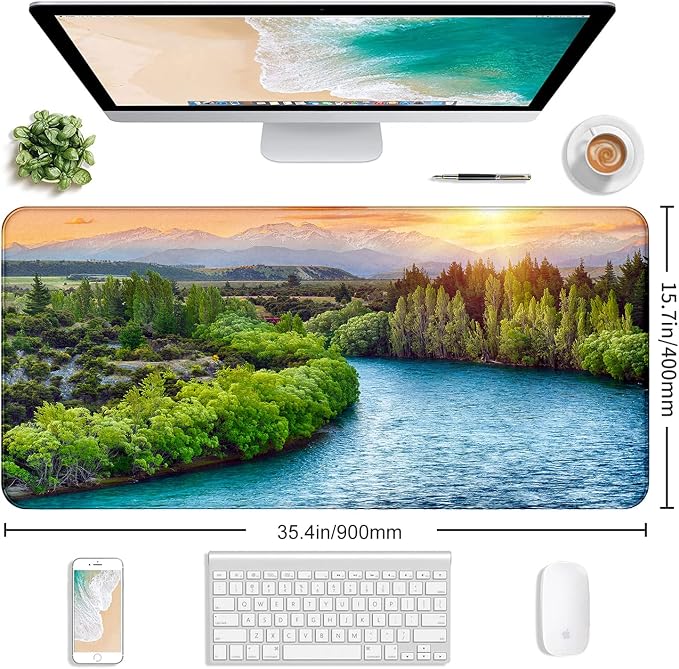 Extended Sunset Forest Gaming Mouse Pad, Keyboard Computer Office Mouse Pad | - Image 2
