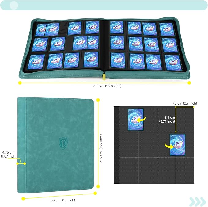 Trading Card Binder with Zip, 12 Pockets Card Binder, 720 Double Sided Pocket - Image 4