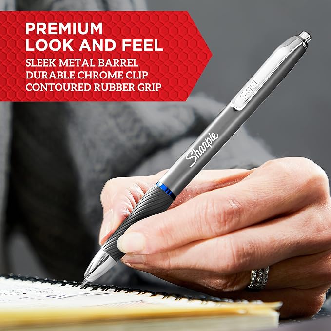 Sharpie S-Gel Pens, Sleek Metal Barrel, Matte Black, Medium Point - Image 5