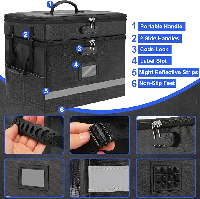 EXLIFBAG 2 Layer File Box with Lock, Portable Document Organizer Box with Handle - Image 2