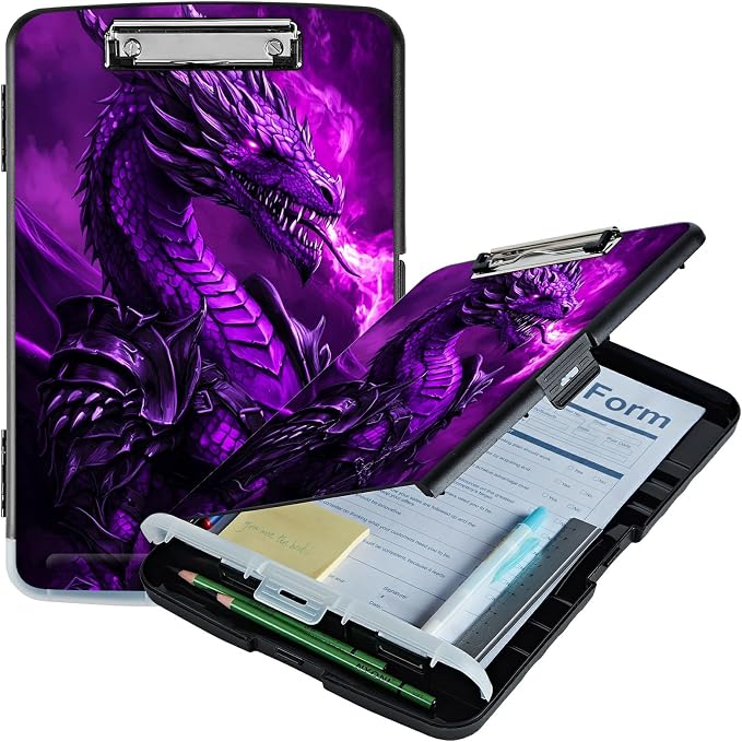 Purple Flaming Dragon A4 Clipboard by Unknown