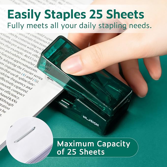 NUSIGN Mini Stapler with 830 Staples, Small Cute Desk Staplers, 25 Sheet - Image 2