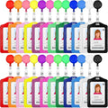 24 Sets Retractable Badge Reels Multicolor Name ID Card Holder PU Leather by Tenare