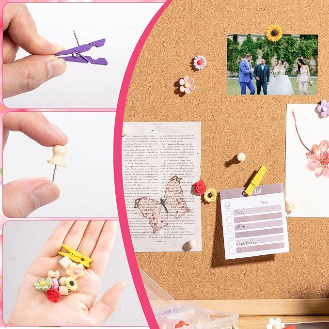 78 Pieces Cute Push Pins for Bulletin Board, Flower Decorative Push Pins | - Image 4